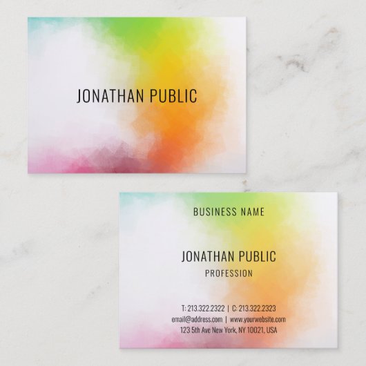 モダンカラフル抽象芸術エレガントテンプレート 名刺 (正面/裏面)