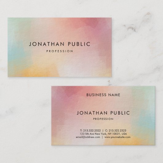 モダンカラフル抽象芸術エレガントプロフェッショナル 名刺 (正面/裏面)