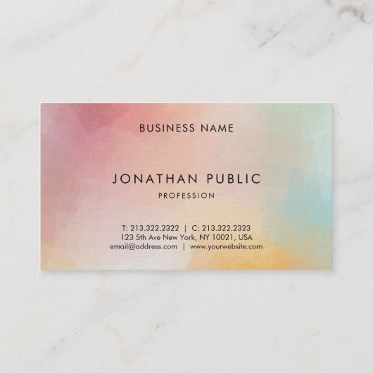 モダンカラフル抽象芸術エレガントプロフェッショナル 名刺 (裏面)