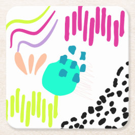 モダンカラフル抽象芸術パターン。 スクエアペーパーコースター