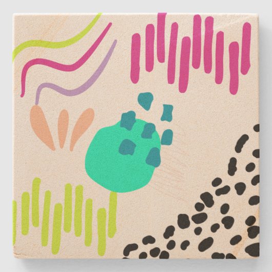 モダンカラフル抽象芸術パターン。 ストーンコースター (正面)