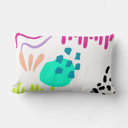 モダンカラフル抽象芸術パターン。 ランバークッション (正面)