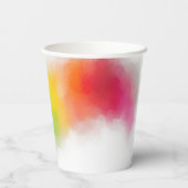 モダンカラフル抽象芸術ブルーパープルイエローグリーン 紙コップ (裏面)