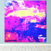 モダンカラフル抽象芸術ブルーパープルウォーター色 キャンバスプリント (インサイチュ (ウッドフロア))