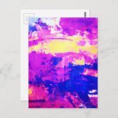 モダンカラフル抽象芸術ブルーパープルウォーター色 ポストカード (正面/裏面)