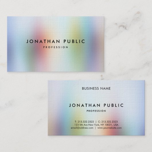 モダンカラフル抽象芸術プロフェッショナルエレガント 名刺 (正面/裏面)