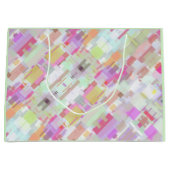 モダンカラフル抽象芸術幾何学模様ピンク、緑 ラージペーパーバッグ (正面)