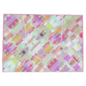 モダンカラフル抽象芸術幾何学模様ピンク、緑 ラージペーパーバッグ (裏面)