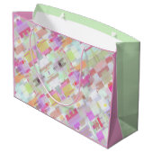 モダンカラフル抽象芸術幾何学模様ピンク、緑 ラージペーパーバッグ (裏面アングル)