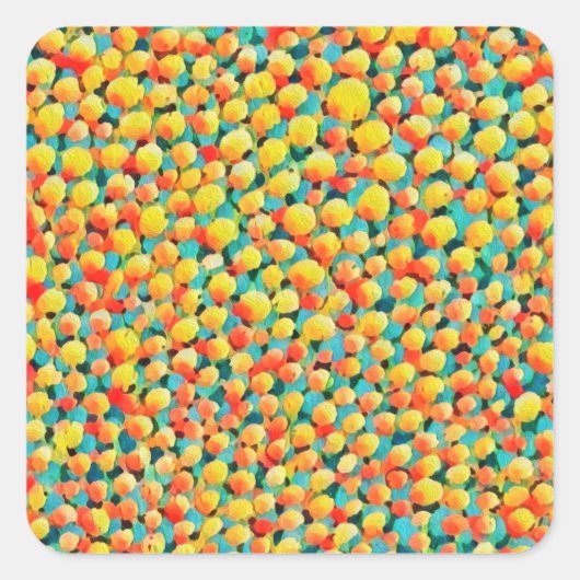 モダンカラフル抽象芸術絵を描球 スクエアシール (正面)
