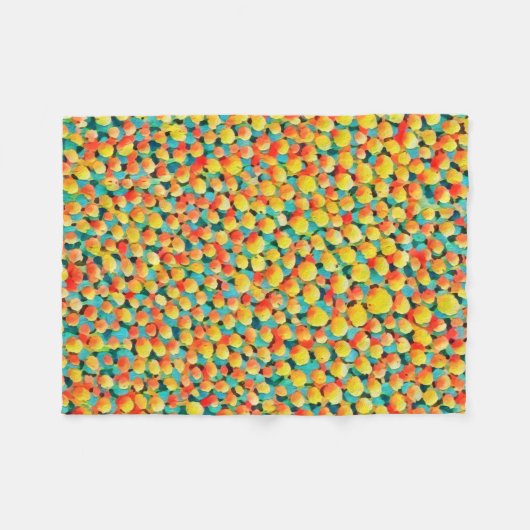 モダンカラフル抽象芸術絵を描球 フリースブランケット (正面(横))
