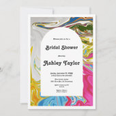 モダンカラフル抽象芸術芸術的ブライダルシャワー 招待状 (正面)