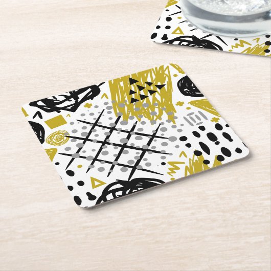 モダンカラフル抽象芸術 スクエアペーパーコースター (アングル)