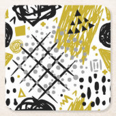 モダンカラフル抽象芸術 スクエアペーパーコースター (正面)