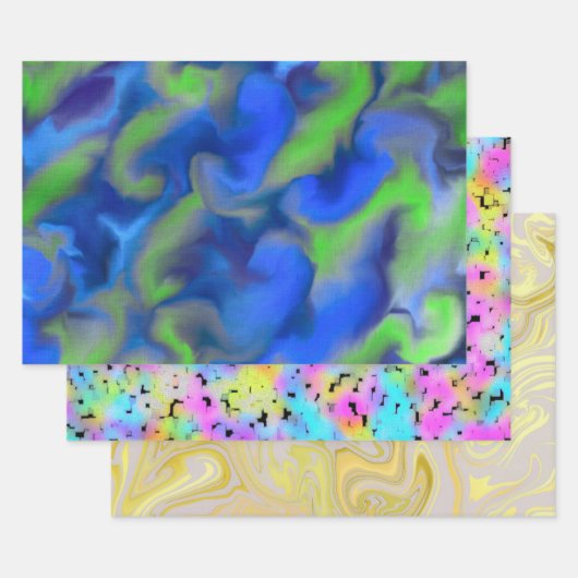 モダンカラフル抽象芸術 ラッピングペーパーシート (セット)