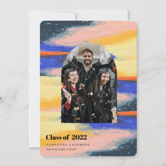 モダンカラフル抽象芸術 招待状 (正面)