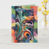 モダンカラフル文字付きカスタム抽象芸術 カード (黄色い花)