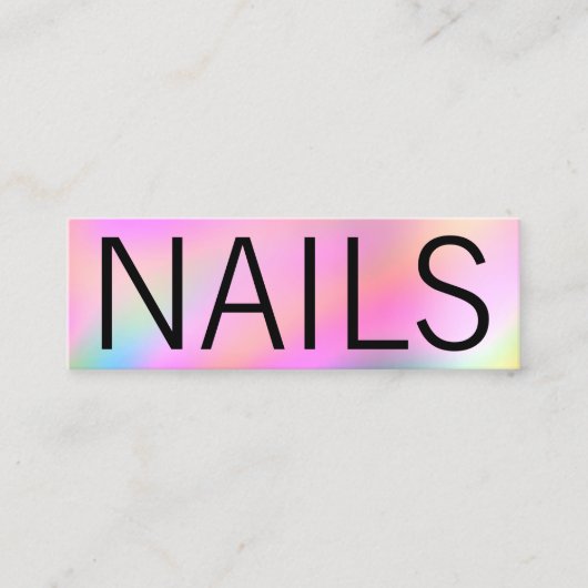 モダンカラフル明るいホログラフィックネイルアーティスト スキニー名刺 (正面)