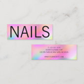 モダンカラフル明るいホログラフィックネイルアーティスト スキニー名刺 (正面/裏面)