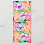 モダンカラフル春フローラ水色メニューカード メニュー (裏面)