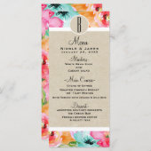 モダンカラフル春フローラ水色メニューカード メニュー (正面/裏面)