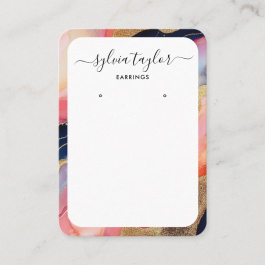モダンカラフル枠イヤリング枠表示ロゴ 名刺 (正面)