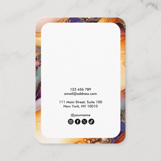 モダンカラフル枠イヤリング枠表示ロゴ 名刺 (裏面)