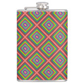 モダンカラフル正方形の図形パターン図 フラスク (正面)