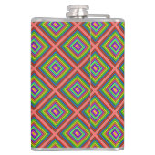 モダンカラフル正方形の図形パターン図 フラスク (裏面)