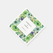 モダンカラフル水の色フローラ結婚 スタンダードカクテルナプキン (角)