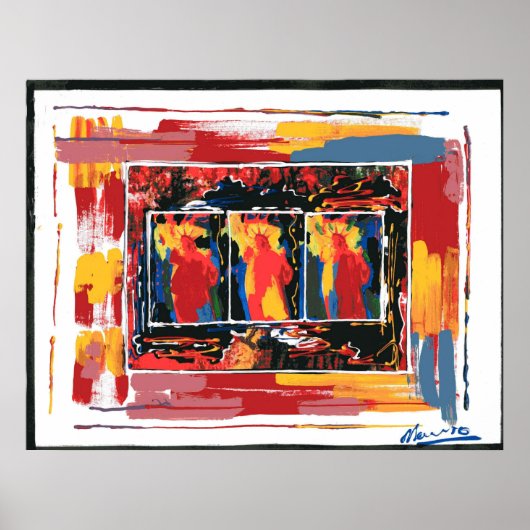 モダンカラフル水彩自由の女神9-11 ポスター (正面)