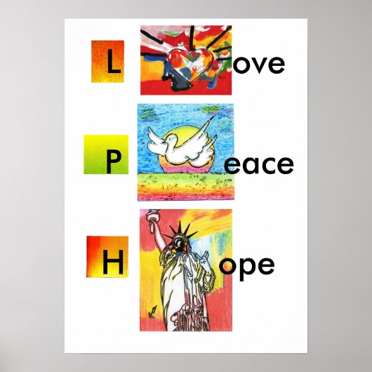 モダンカラフル水彩自由ハート像 ポスター (正面)