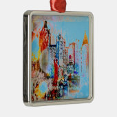 モダンカラフル水彩NYC金属オーナメント メタルオーナメント (右)
