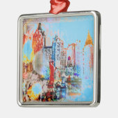 モダンカラフル水彩NYC金属オーナメント メタルオーナメント (左)
