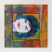 モダンカラフル水色ジャッキー・ケネディ・コラージュ ジグソーパズル (横)