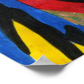 モダンカラフル水色ポップ・アートの歌手ハート鳩 ポスター (角)