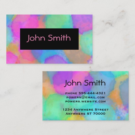 モダンカラフル水色彩の鮮やか点 名刺 (正面/裏面)