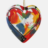 モダンカラフル水色抽象芸術ハート セラミックオーナメント (右)