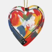 モダンカラフル水色抽象芸術ハート セラミックオーナメント (左)