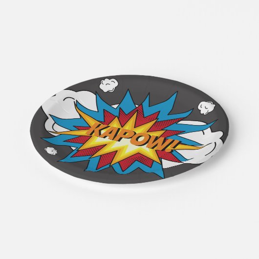 モダンカラフル漫画本KAPOWアポップ・アートのート ペーパープレート (アングル)