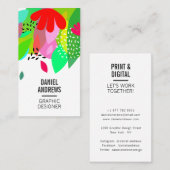 モダンカラフル熱帯抽象芸術夏パターン 名刺 (正面/裏面)
