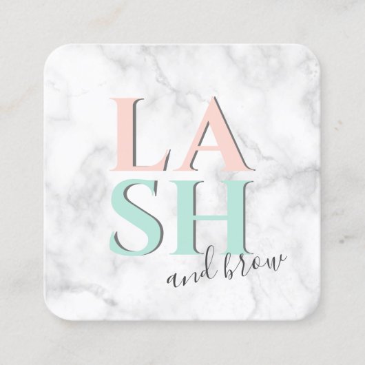 モダンカラフル白大理石 スクエア名刺 (正面)