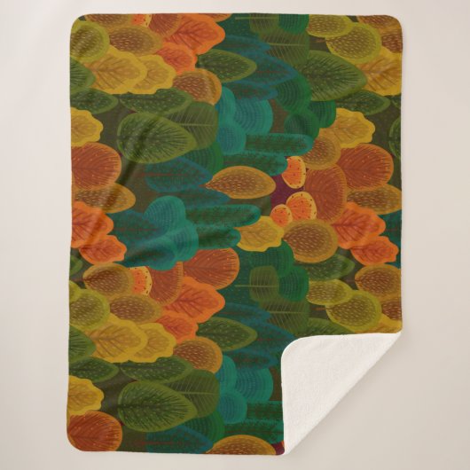 モダンカラフル秋 シェルパブランケット (正面)