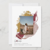 モダンカラフル筆の卒業写真 招待状 (正面)