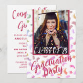 モダンカラフル紙吹雪 招待状 (正面/裏面)