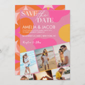 モダンカラフル結婚おもしろい セーブザデート (正面/裏面)