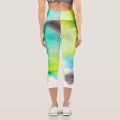 モダンカラフル絞り染めブルーグリーンカラフルファンキー カプリレギンス (裏面)
