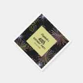 モダンカラフル花火ゴールデンブラック誕生日 スタンダードカクテルナプキン (角)