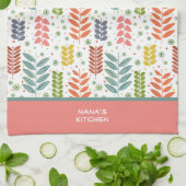 モダンカラフル葉カスタムかわいらし引用文名 キッチンタオル (折り畳み)