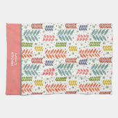 モダンカラフル葉カスタムかわいらし引用文名 キッチンタオル (横)